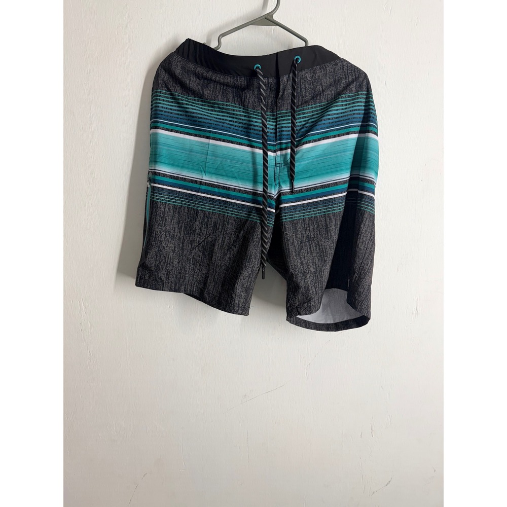 ZeroXposur Mens Swim Trunks XL Green Gray Striped Board Shorts E88041S NEW